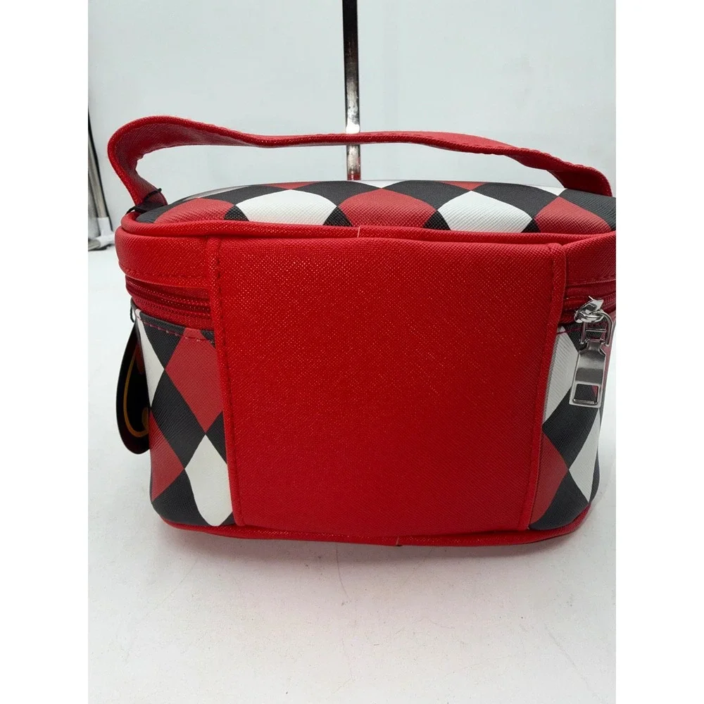 ROMWE DC Comics Harley Quinn Makeup Bag Red Black Harlequin Vanity Case New